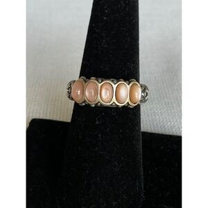 Carolyn Pollock Relios Sterling Silver peach moonstone ring size 7 Estate jewerl